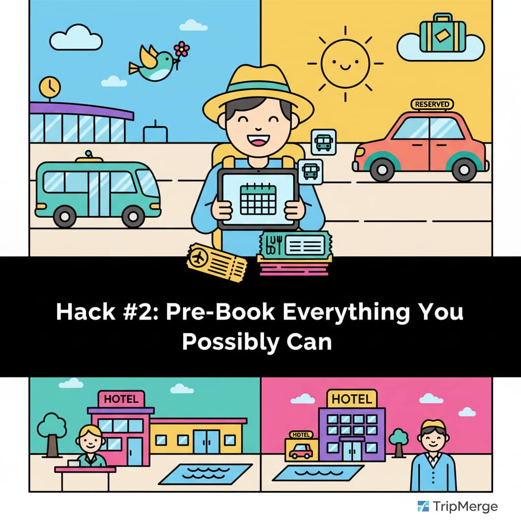Visual illustration: Hack #2: Pre-Book Everything You Possibly Can