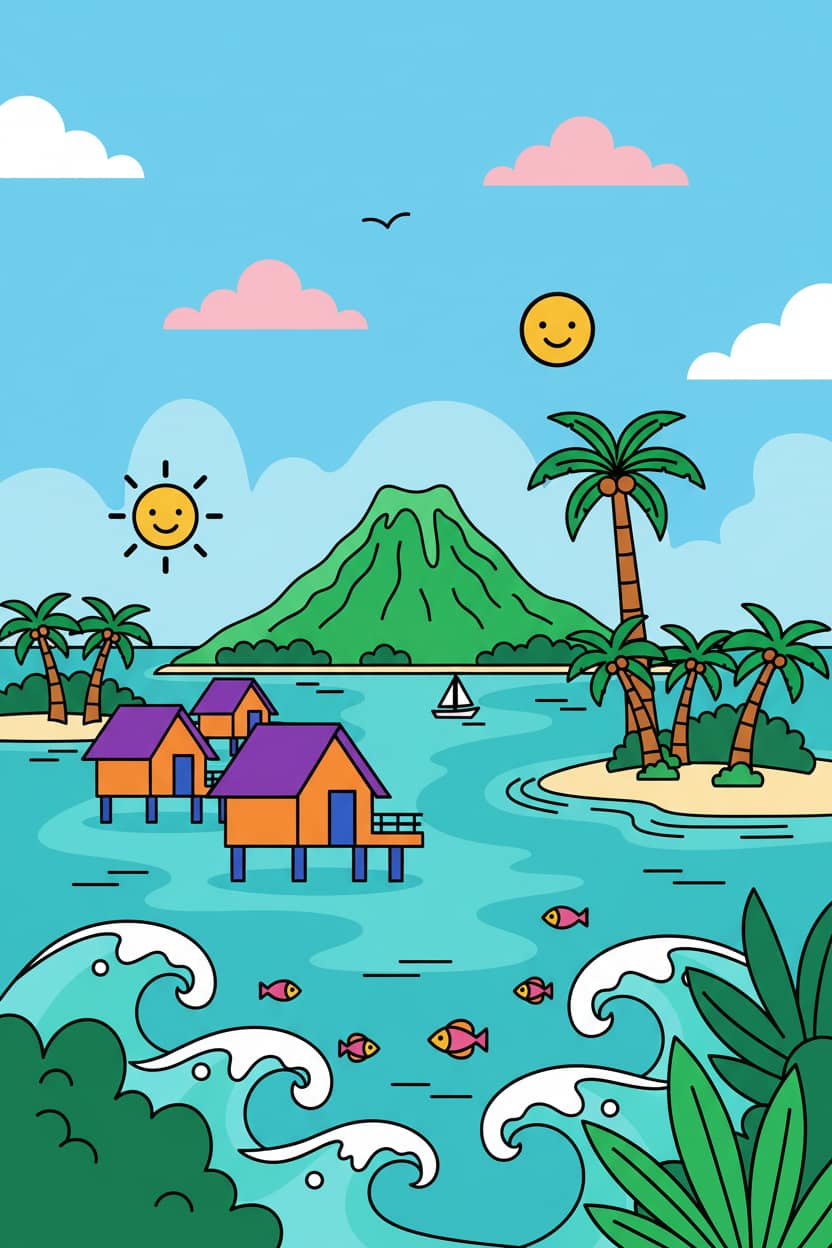 Visual illustration: South Pacific : Fiji, Bora Bora or Cook Islands