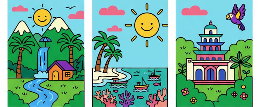 Visual illustration: Caribbean Islands : Jamaica, Barbados, and the Dominican Republic.